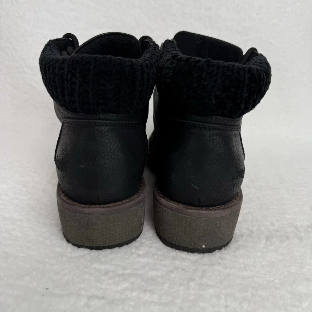 Blowfish Malibu Comet Lace‎ Up Ankle Bootie Knit Cuff Size 7.5 Black Gorpcore
